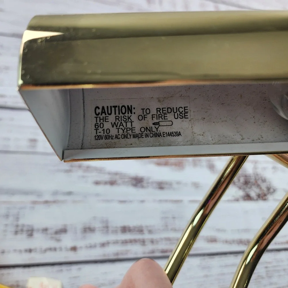 Polished Brass Bankers Desk Lamp Adjustable Piano Light T10 Cylinder Dual Arm